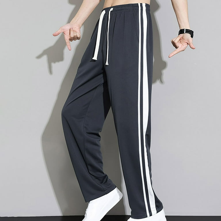 HOOMEUMY Men's Straight Leg Sweatpants with Two Side White HOOMEUMY Men's Straight Leg Sweatpants with Two Side White