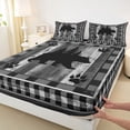 thumbnail image 3 of Homewish Farmhouse Bear Animal Full Size Sheets for Men, Black Grey Buffalo Plaid Bed Sheets, Western Lodge Cabin Sheet Sets, Microfiber Bedroom Decor, 4pcs, 3 of 7