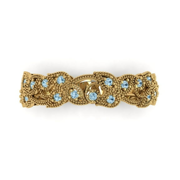 0.17 ctw Wedding Band for Women - 18K Yellow Gold Simulated Blue Diamond Stackable Eternity Ring