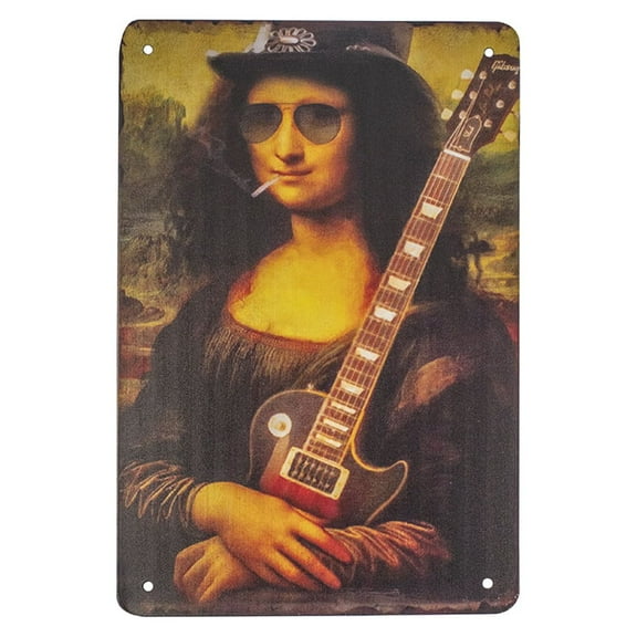 Novelty Slash Mona Lisa Metal Sign Man Cave Bar Wall Art Musician Bedroom Door Poster Rock N Roll Decor