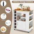 thumbnail image 4 of Kitchen Storage Cabinet Kitchen Island Cart on Wheels with 6-Bottle Wine Rack, Towel Rack and Doors White, 4 of 6
