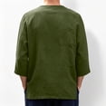 thumbnail image 5 of Mens Linen Shirt Breathable 3/4 Sleeve T Shirts Pullover V Neck Loose Summer Casual Top Lightweight Quick Dry Tees, M, 5 of 7