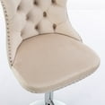 thumbnail image 6 of Triple Tree Velvet Swivel Bar Stool, Button Tufted Upholstered Bar Stool, Beige (Set of 2), 6 of 9