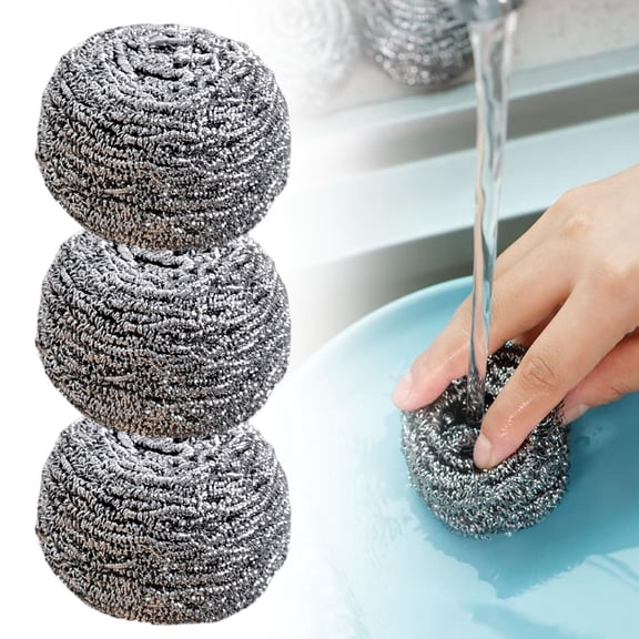 304 Stainless Steel Scrubber 3 Pack Heavy Duty Metal Scourers Reusable Wool Scrubber For Kitchen Pots Pans Ovens Grill Racks