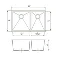 thumbnail image 2 of Blue Ocean 32" 16 Gauge Stainless Steel Undermount Kitchen Sink with FREE Grids and Strainers (KSR122L), 2 of 9