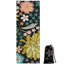 Pioneer Flower Floral Print Pattern Hot Yoga Mat Towel Non Slip for Hot Yoga - Quick-Drying Yoga Mat Cover with 4 Corner Pockets with Travel Bag - Hot Yoga Towel Non Slip 74"x26"