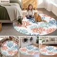 thumbnail image 5 of Coastal Coral Large Round Rug 8 FT, Non Slip Living Room Area Carpet, Orange Green Blue Multicolored Rainbow Washable Soft Circle Rug Non-Shedding Floor Carpet for Bedroom Office Dining Room, 5 of 9