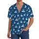 thumbnail image 1 of Balery Cartoon Geese With Xmas Camisa Casual de Manga Corta con Botones para Hombre, Texturizada, Estilo Cubano, para Playa, Verano-Small, 1 of 5