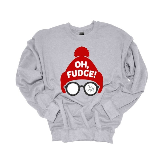 Unisex Christmas Sweatshirt Oh Fudge Ralphie Broken Glasses Christmas Story Festive Holiday Crewneck Sweatshirt-Sports Grey-large
