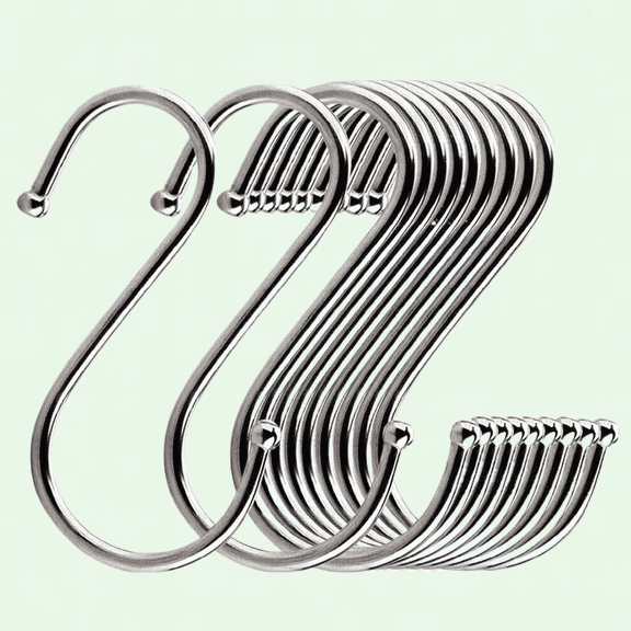 14 Pack Extra Large S Hooks - Heavy Duty Metal Hanging Hooks for Kitchen, Bathroom, Plants, Towels, Gardening - Silver