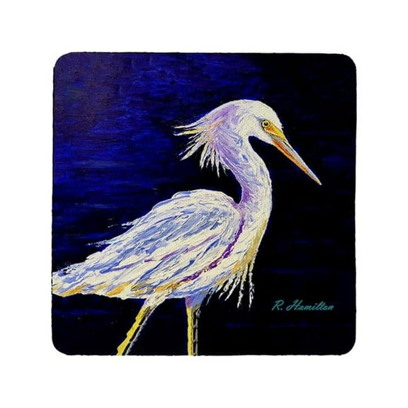 Betsy Drake CT1388 Palette Snowy Egret Coaster - Set of 4