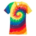 thumbnail image 5 of Yellow Rooster Women's Tie-Dye V-Neck Cotton T-Shirt Rainbow 2XL, 5 of 6