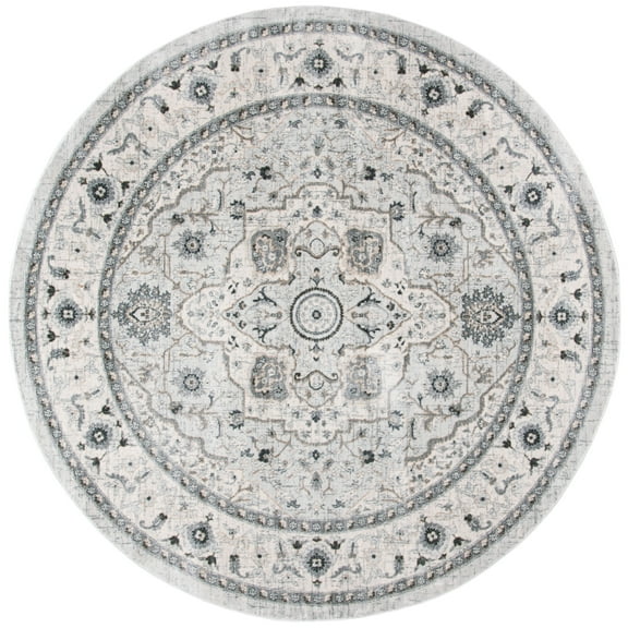 SAFAVIEH Isabella Patrick Oriental Area Rug, Light Grey/Grey, 8' x 8' Round