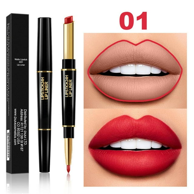 Crayon à Lèvres Double Extrémité Longue Durée, Crayon à Lèvres Waterproof 12 Couleurs, Rouge à Lèvres Coloré