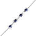 thumbnail image 2 of Gem Stone King 4.40 Ct Oval Blue Created Sapphire 925 Sterling Silver Bracelet for Women 7+1 inches Extender, 2 of 5