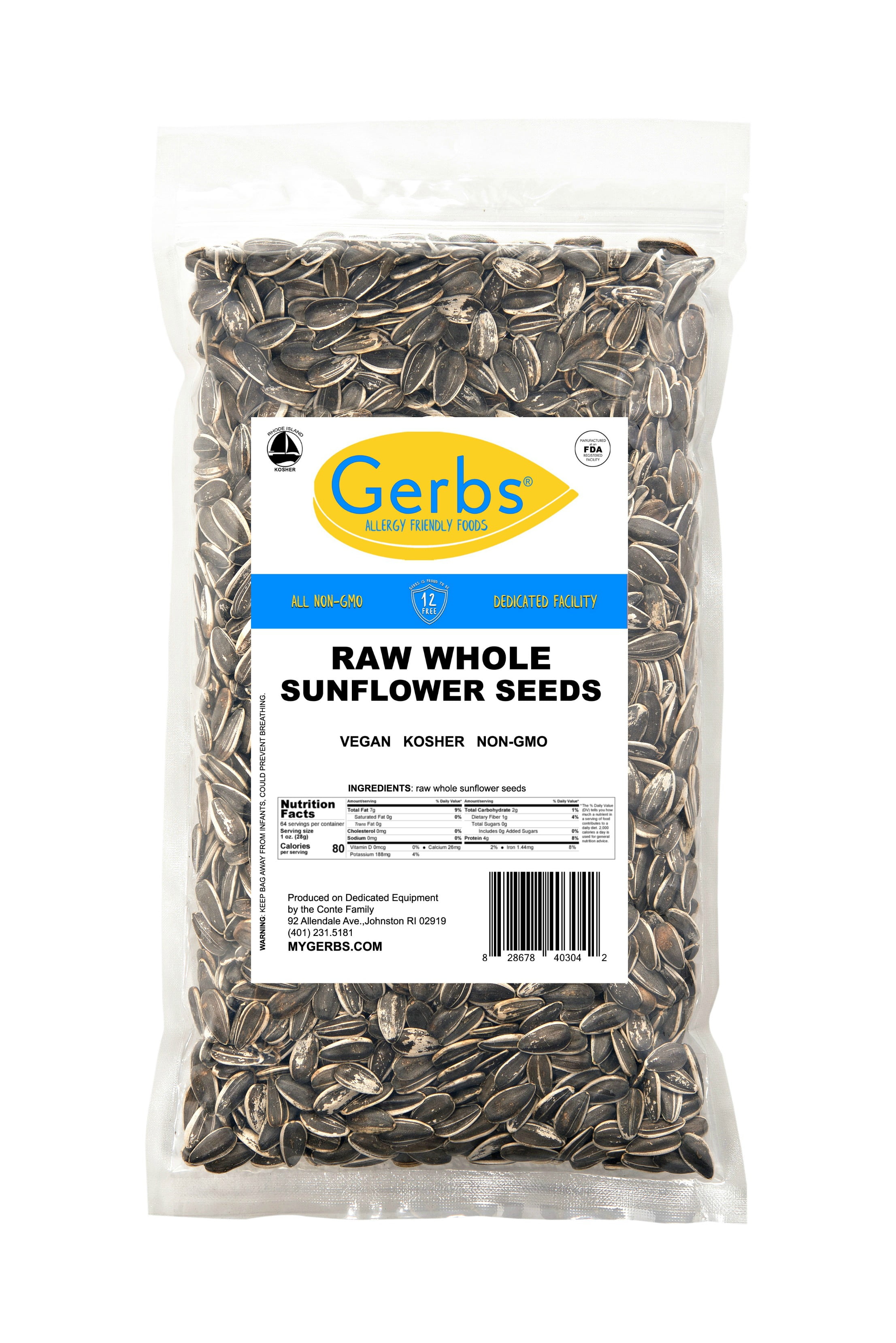 GERBS Raw Whole Sunflower Seeds, 64 oz. (2 LB recloseable bag), Top 14