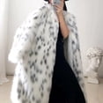 thumbnail image 2 of Lovzfmll Faux Fur Coat Women Long, Luxury Plush Fox Fur Pattern Trench, Elegant Winter Dressy Coat for Evening Party, 2 of 9