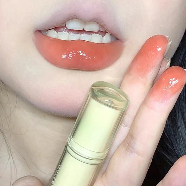 TQEHS Glaseado de labios con espejo de té helado, gelatina de vidrio luminosa de agua, lápiz labial GAU M2M7