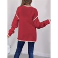 thumbnail image 6 of Women Crewneck Sweaters Long Sleeve Knit Pullover Sweater Casual Fall Tops Red XL, 6 of 8