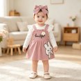 thumbnail image 6 of CAICJ98 Baby Girl Clothes Fall Winter Outfits Cute Print Infant Romper Suspender Skirt with Headband 3Pcs Set, Size 6-9 Months, 6 of 8