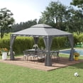 thumbnail image 2 of Outsunny Pavillon de Jardin 10 X 13 Pi à Deux Niveaux avec Rideau Gris, 2 of 10