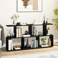 thumbnail image 6 of WOLEGEDO 3-Tier Geometric Bookshelf, 24" Tall Wood S-Shaped Display Shelves with Thick Foot Pads, Freestanding Open Shelves Nightstand, Floor Standing Display Shelf Bookcase 1 Black, 6 of 10