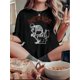 thumbnail image 1 of Camiseta De Mujer Camisetas Femeninas Verano Estampado De Ropa Casual Con Cuello RedondoFunny Skeleton Potty Graphic Tee for Women - Casual Crew Neck Short Sleeve T-Shirt, Stretchy Polyester Blend,, 1 of 6