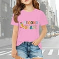 thumbnail image 2 of Tfken Summer Girls Tshirts Short Sleeve Crew Neck Letter Print Tops For School Fashion Casual Children Soft Tops Pink Size 9-10 Years, 2 of 4