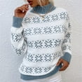 thumbnail image 6 of Clearance! Labakihah Women's Christmas Half High Neck Pullover Snowflake Sweater Blue, 6 of 9