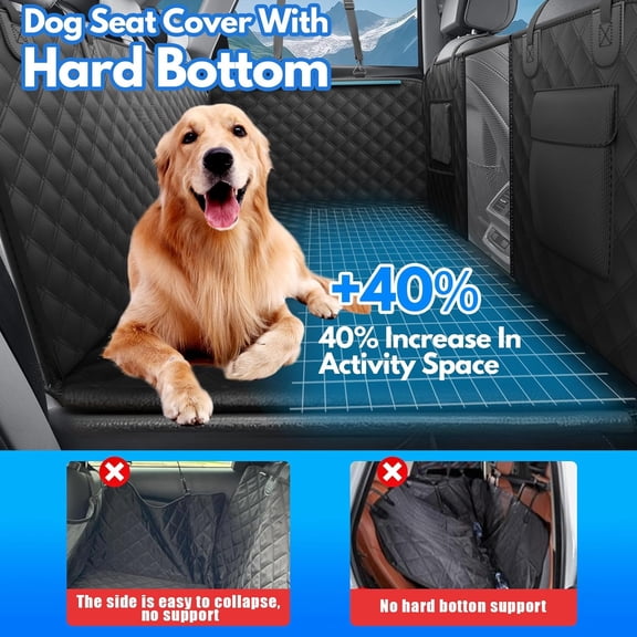 Back Seat Extender for Dogs Hold 400lbs, Hard Bottom Dog Car Seat Cover for Back Seat, Dog Hammock for Car, Waterproof & Non-Slip Backseat Pet Cover Hard Bottom for SUV & Truck