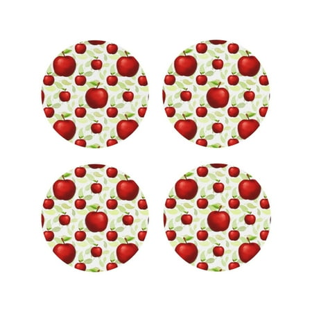 

Tideii Fruit Apples for Leather Coasters 4 Pieces Anti-fouling and Anti-scalding Decorative Coasters Suitable for Restaurants Kitchens Coffee Shops-Round Shape
