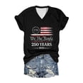 thumbnail image 2 of 250 Anniversary USA Shirt For Women American Falg Print Crew Neck Patriotic July 4th T Shirts Casual Short Sleeve Basic Work Tee Vacation Clothes Black XXL, 2 of 3