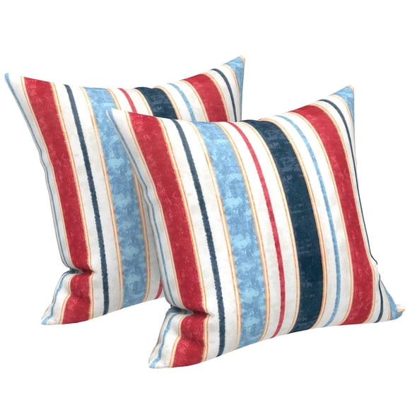 Fundas de almohada LVTXIII, cuadradas para exteriores, 45 x 45 cm, rayas rojas y azules