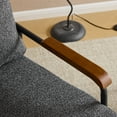 thumbnail image 3 of UBesGoo Mid Century Modern Accent Chair, Solid Wood Armchair with Rubberwood Armrests, Metal Frame Singe Sofa for Lounge Spaces, Dark Gray, 3 of 10
