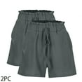 thumbnail image 4 of CheerKidz Fashion Short Pants for Women Solid Color Bandage Elastic Waist High Waisted Casual Summer Pull On Loose Fit Beach Vacation Shorts with Pockets(Gray,S), 4 of 5
