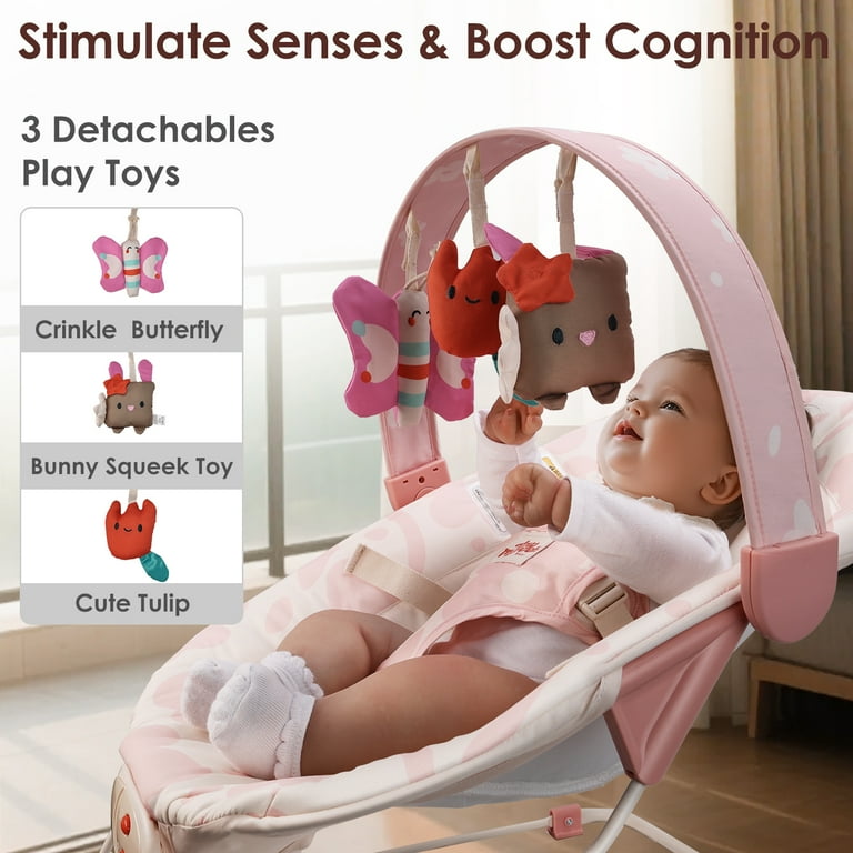 Tiny Marvels Deluxe Cozy Baby Bouncer with Soothing Vibrations and