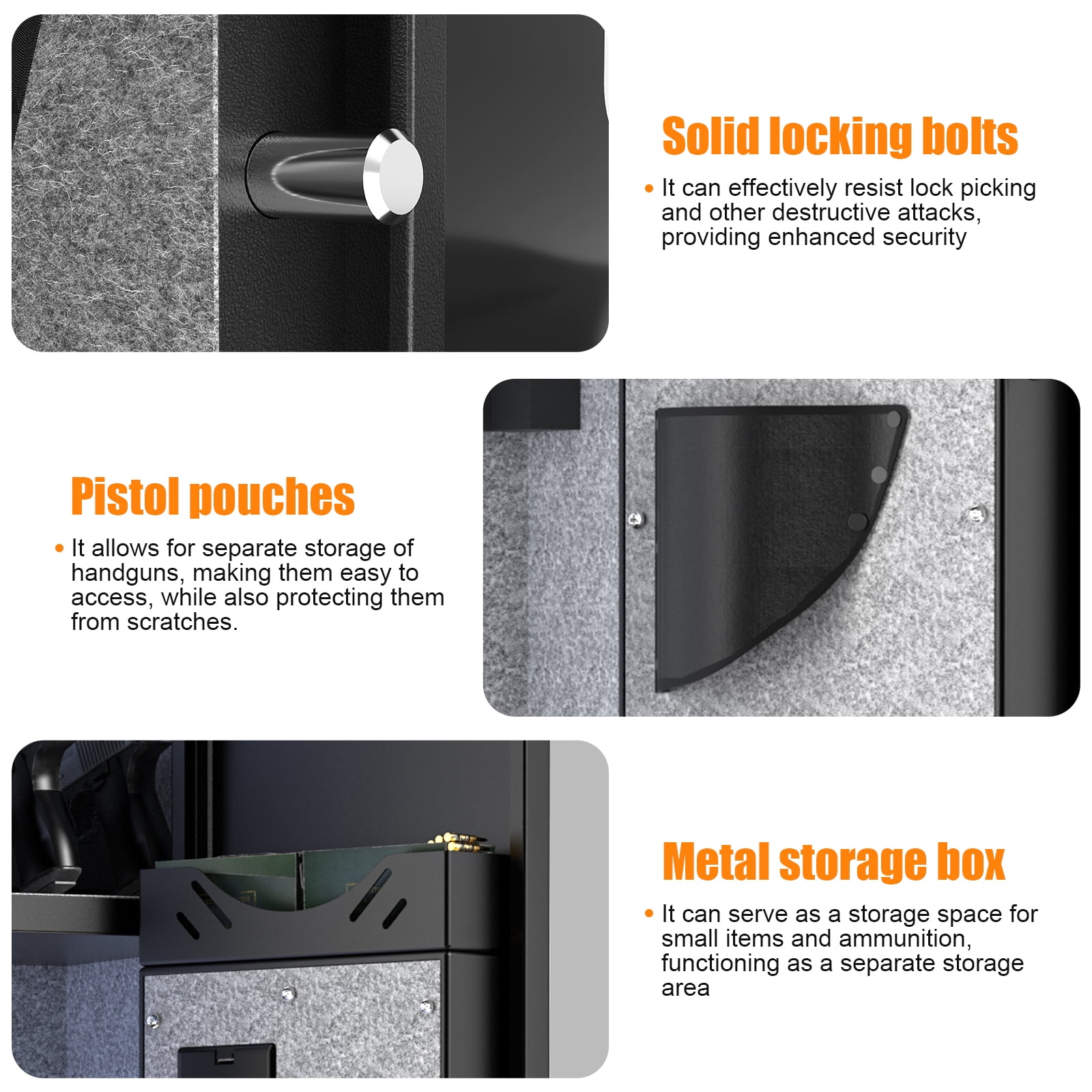 Gun Safe, 3-5 Biometric Fingerprint Gun Cabinet with LCD Touch Screen and Silent Mode, Long Gun Safe for Long Guns and Pistols