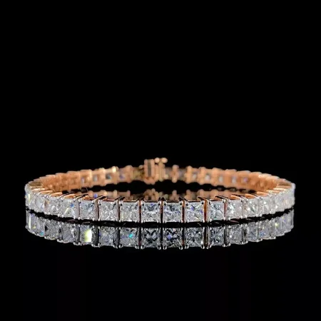 "8 Ct Princess Cut Simulated Diamond Men's Tennis Bracelet, 925 Sterling Silver Yellow Gold Plated, Stylish Jewelry"