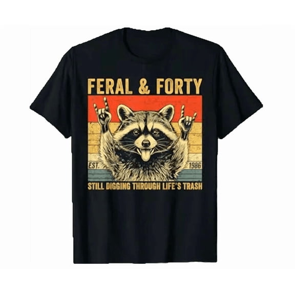 Funny 40Th Birthday Est 1986 Feral & Forty Animal Graphic Shirt Hot Trending Shirt, Vintage Birthday Gift