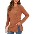 thumbnail image 3 of JuneFish Women's Long Sleeve Tunic Tops Casual Tshirts Loose Crewneck Buttons Side Pullover Sweaters Fall Comfy Split, 3 of 6