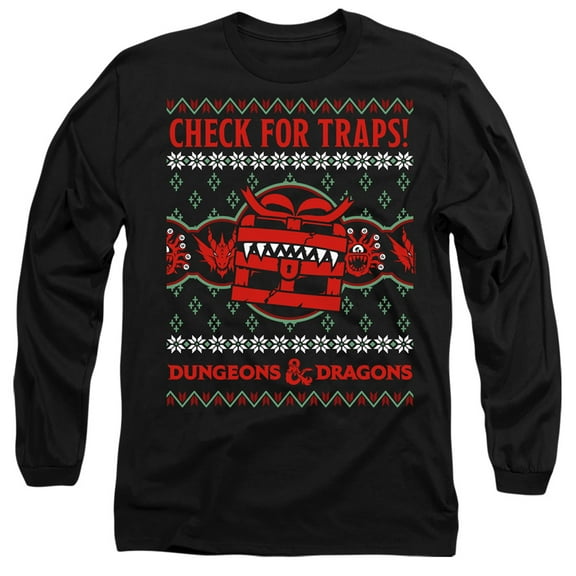 Dungeons And Dragons Check For Traps Ugly Christmas Unisex Adult Long-Sleeve T Shirt