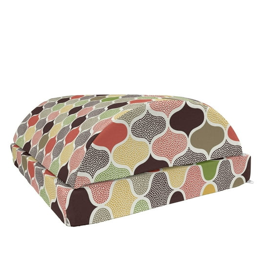 Modern Foot Rest, Seamless Oriental Geometric Morrocan Doodle Pattern with Dots and Blank Colors Art, Non-Slip Backing Adjustable Ergonomic Memory Foam Leg Support for Office, Multicolor, by Ambesonne