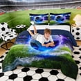 thumbnail image 3 of Erosebridal Lightning Soccer Ball Full Size Comforter Sets, Sport Bedding Sets for Boys and Men, Navy Reversible 3-Piece, 1 Comforter and 2 Pillowcases, 3 of 6