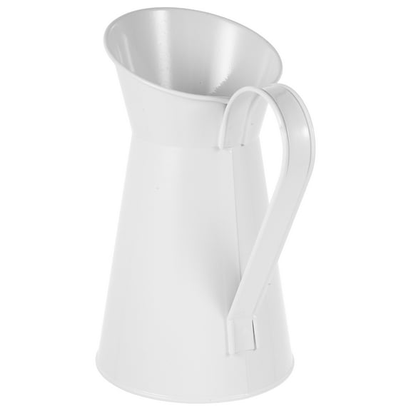 NICEXMAS White Iron Flower Bucket Vintage Style Rustic Vase for Floral Arrangement Decor