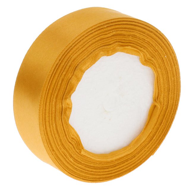 Caja de regalo de costura artesanal de cinta de raso de doble cara embalaje decoración de banquete de boda Amarillo dorado Yuyangstore Carrete de cinta de raso