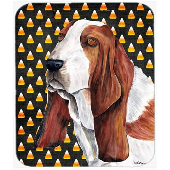 Carolines Treasures Basset Hound Candy Corn Halloween Portrait Mouse Pad