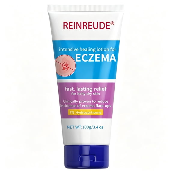 REINREUDE 1% Hydrocortisone Anti‑Itch Eczema Lotion, Temporary Relief for Minor Skin Irritations, Rashes and Inflammation, Soothing Dry Itchy Skin, 3.4 oz