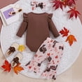 thumbnail image 6 of Futezty Baby Girl Thanksgiving Outfit Letter Romper+Turkey Flare Pants+ Headband 0 3 6 9 12 18 Months Newborn Girl Clothes, 6 of 7