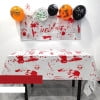 Mantel desechable de aluminio para decoración de fiestas de Halloween. Mantel con estampado de sangre y huellas de manos.