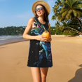 thumbnail image 3 of Easygdp colorful flames dinosaur para Vestido Transpirable de Mujer, Vestido Suelto de Manga Corta con Pliegues y Bolsillos para el Verano, 3 of 7